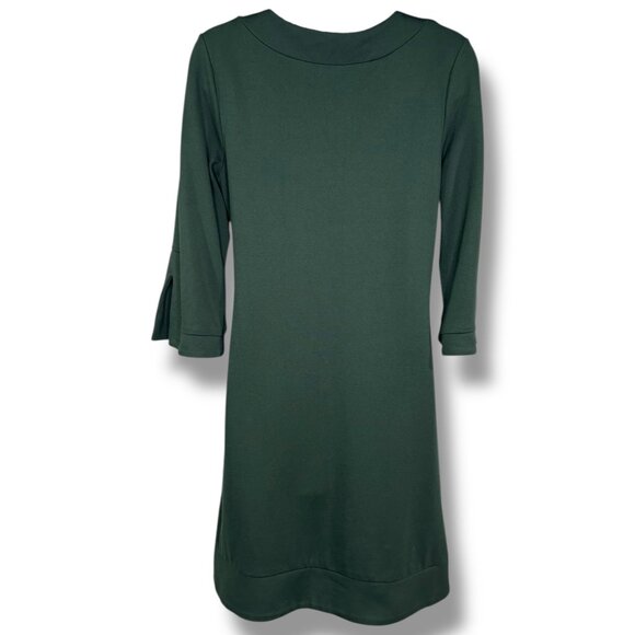 Jude Connally Dark Green Dress Crop Sleeve V neck hunter coastal preppy - Picture 2 of 7